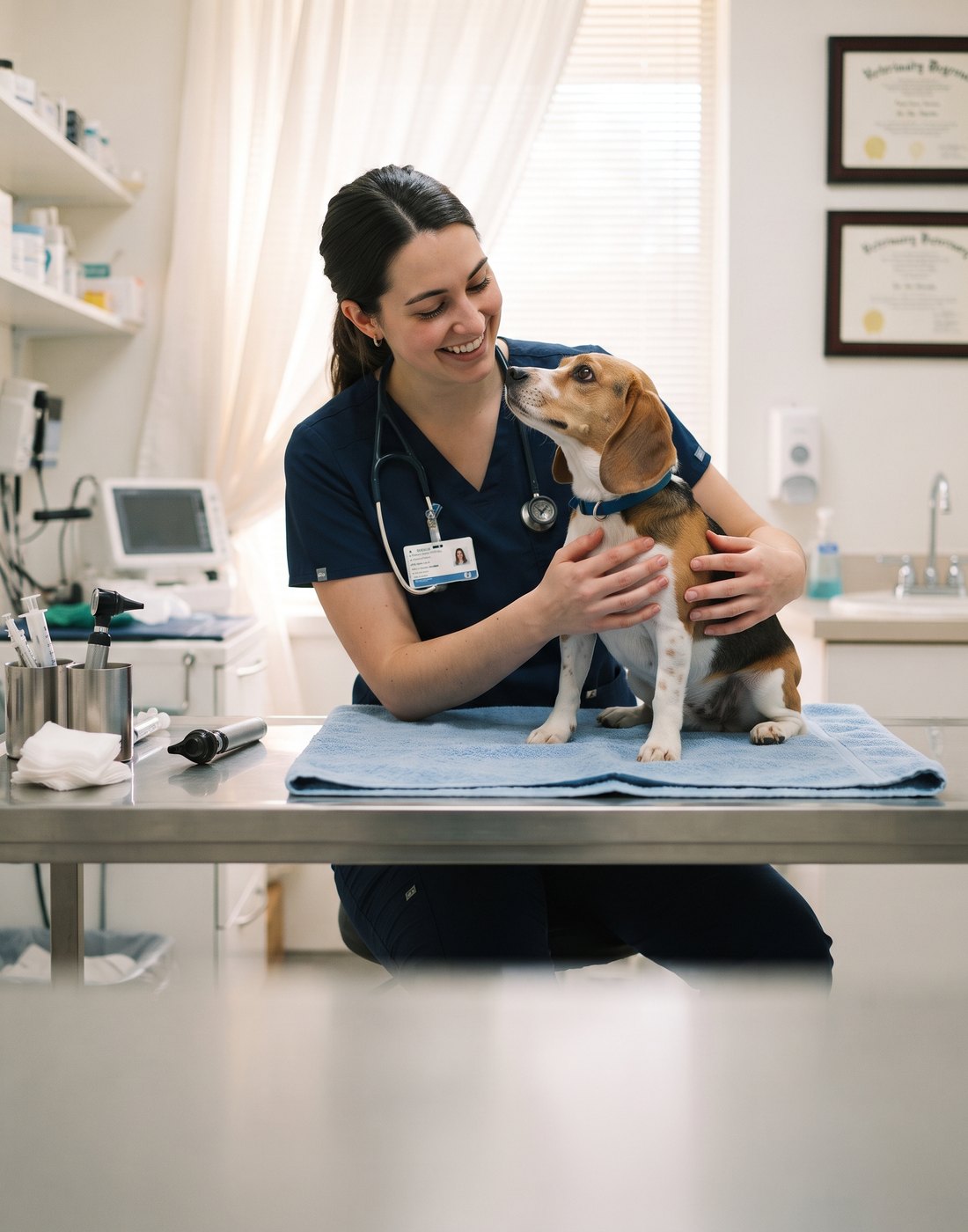 Tierarzt untersucht einen Beagle