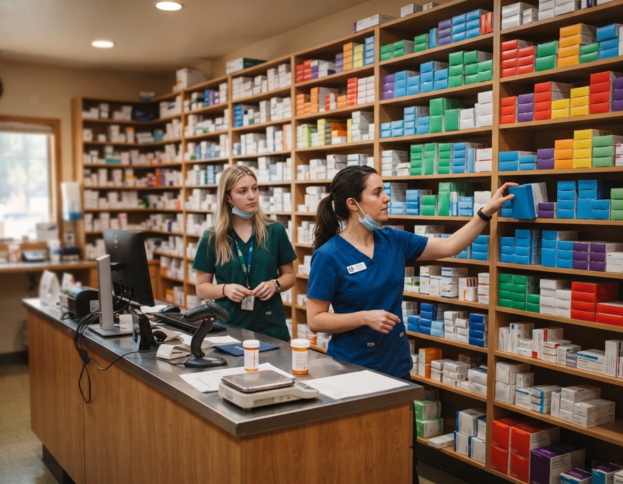 Mitarbeiterinnen in der Praxisapotheke